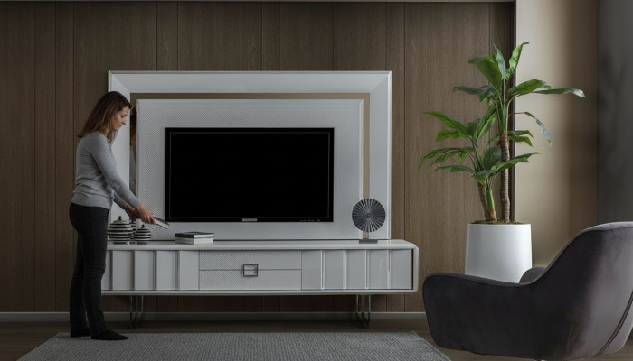 Luxus WohnWand Wohnzimmer TV Rahmen RTV Wände Schrank Modern
