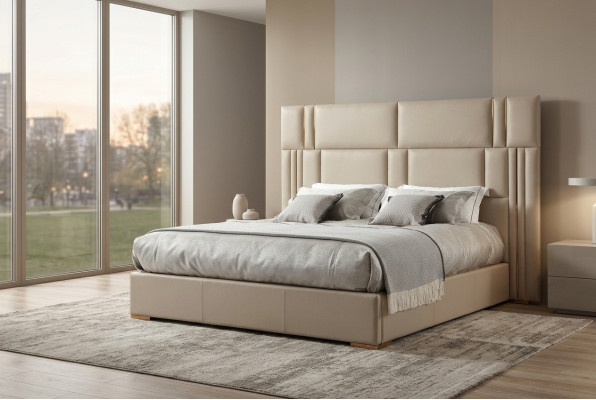 Luxus Schlafzimmer Bett Designer Möbel Doppelbett Weiß Textil Holz Neu