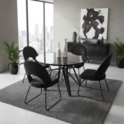 Luxus Esszimmer set Esstisch 4x Stühle Stuhl Textil Essgruppe Garnitur Neu