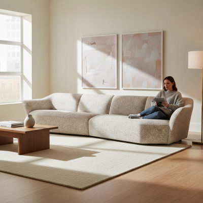 Viersitzer Modern Sofa Couch Polstermöbel Wohnzimmer Textil Einrichtung Neu