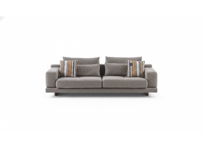  3-Sitzer Modern Stil Designer Wohnzimmer Stoffsofa mit Kissen Rückenkissen