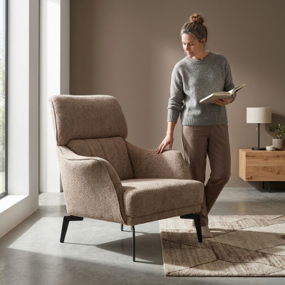 Moderner Beiger Sessel Wohnzimmer 1-Sitzer Luxus Polster Sitzmöbel Neu