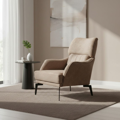 Moderner Beiger Sessel Wohnzimmer 1-Sitzer Luxus Polster Sitzmöbel Neu