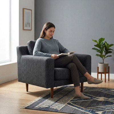 Polster Grauer 1-Sitzer Wohnzimmer Möbel Stilvoller Sessel Moderner Sitz