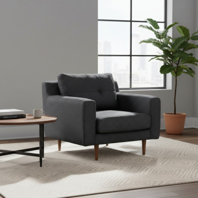 Polster Grauer 1-Sitzer Wohnzimmer Möbel Stilvoller Sessel Moderner Sitz