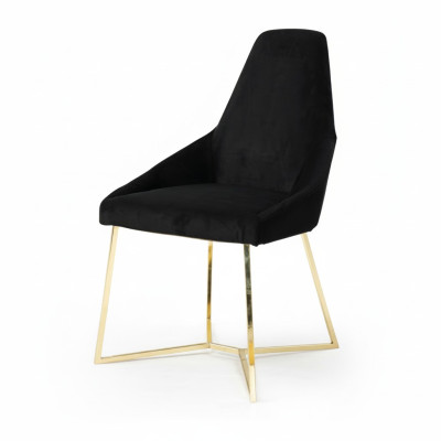 Schwarzer Polsterstuhl Designer Edelstahl Einsitzer Edle Esszimmer Möbel