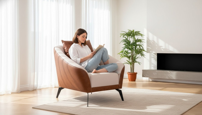 Luxuriöser Leder Sessel Moderner 1-Sitzer Lehnsessel Wohnzimmer Möbel