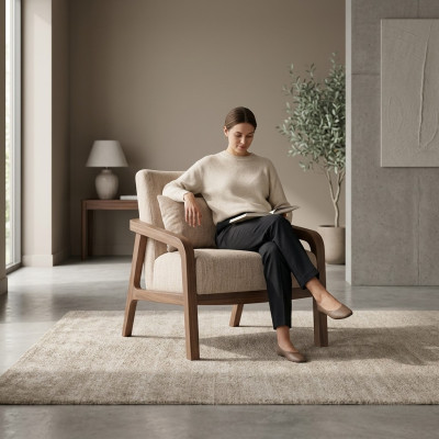 Modern Neu Sessel Luxus Designer Einrichtung Wohnzimmer Möbel Textil Sitzer