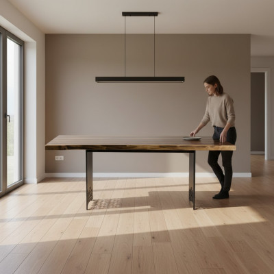 Luxus Tisch Braun Edelstahl Design Esstische Holz Modern Esstisch Neu