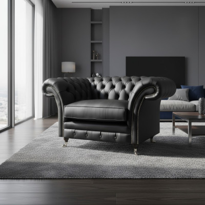Modern Chesterfield Sessel Wohnzimmer Polstermöbel Textil Polsteritz