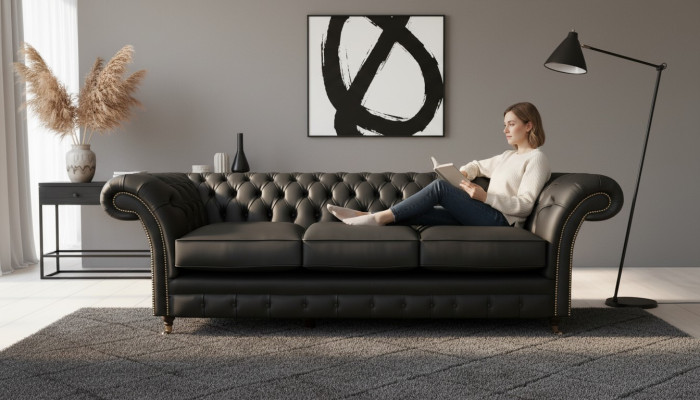 Wohnzimmer Polstermöbel Chesterfield Dreisitzer Sofa Textil Neu Einrichtung