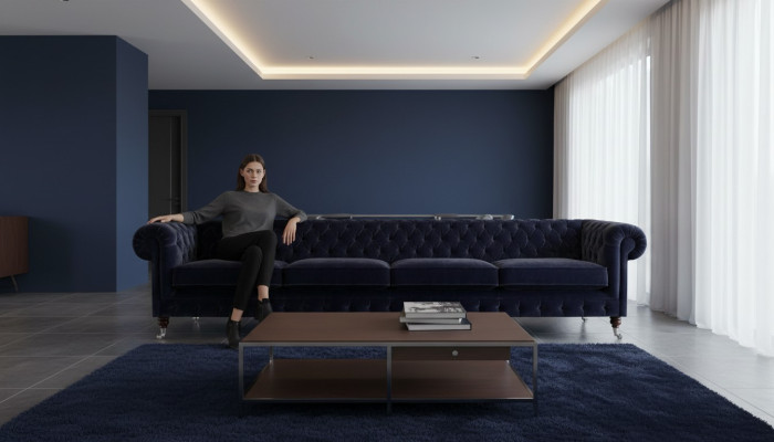 Neu Viersitzer Sofa Couch Polstermöbel Wohnzimmer Polster Textil Chesterfield