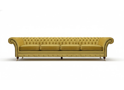 Viersitzer Sofa Couch Gelb Möbel Wohnzimmer Polstermöbel Chesterfield Neu