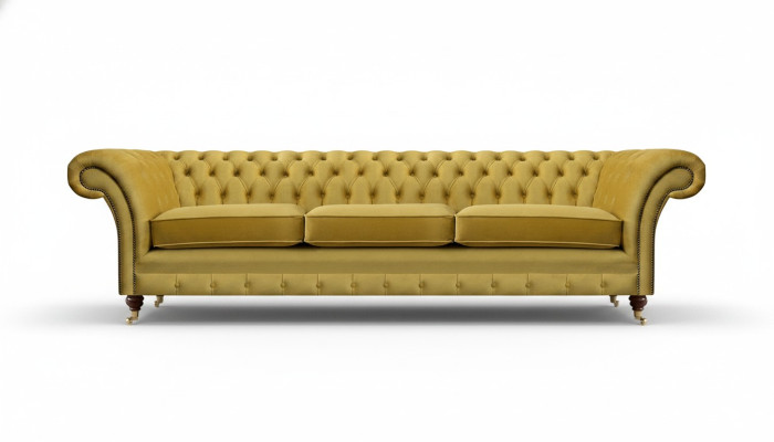 Chesterfield Neu Luxus Sofa Dreisitzer Polstermöbel Modern Gelb Textil