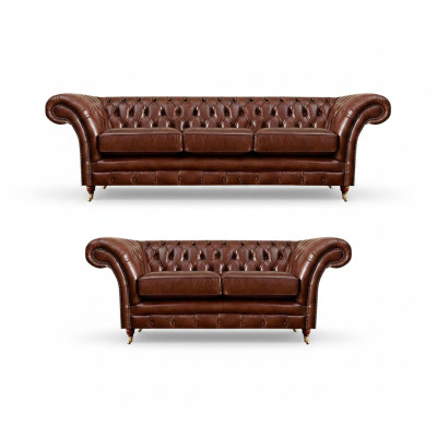 Wohnzimmer Neu Garnitur Chesterfield Sofas Couch Dreisitzer mit Zweisitzer