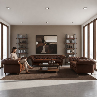 Neu Set 3tlg Wohnzimmer Chesterfield Sofas Polstermöbel Sessel Einrichtung