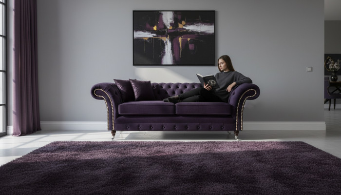 Chesterfield Lila Zweisitzer Sofa Couch Wohnzimmer Neu Textilsofas Neu