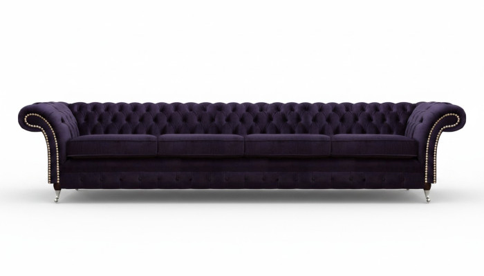 Polster Textil Lila Wohnzimmer Chesterfield Viersitzer Sofa Couch Polstermöbel
