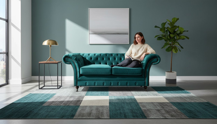 Chesterfield Design Grün Sofa Zweisitzer Sofa Einrichtung Polstermöbel