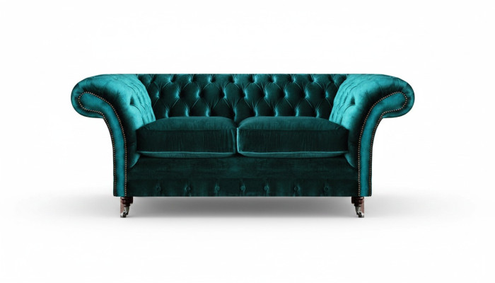 Chesterfield Design Grün Sofa Zweisitzer Sofa Einrichtung Polstermöbel