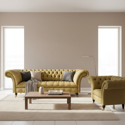 Chesterfield Dreisitzer Sofa Polstermöbel Neu Sessel Polster Sitz Wohnzimmer