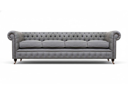 Chesterfield Viersitzer Grau Sofa Couch Wohnzimmer Einrichtung Neu Textil