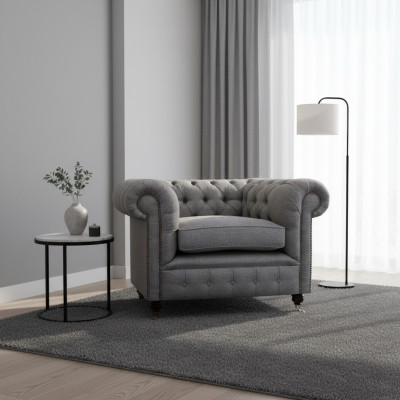 Wohnzimmer Sessel Luxus Polster Stoff Chesterfield Textil Sitz Neu Einrichtung