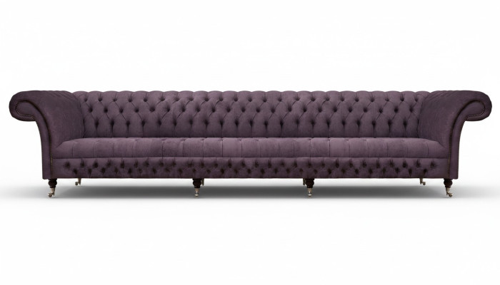 Luxus Polstermöbel Chesterfield Viersitzer Sofa Couch Stoff Wohnzimmer