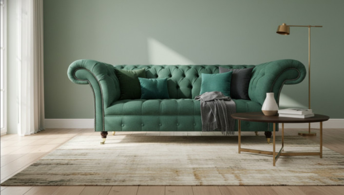 Luxus Dreisitzer Sofa Couch Chesterfield Wohnzimmer Grün Polstersitz Neu