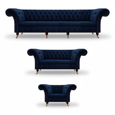 Design Möbel Komplett 3tlg Wohnzimmer Sofas Couch Chesterfield 4+2+1 Textil