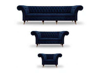 Design Möbel Komplett 3tlg Wohnzimmer Sofas Couch Chesterfield 4+2+1 Textil