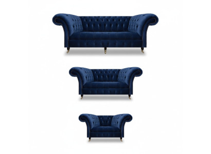 Wohnzimmer 3tlg Luxus Komplett Sofas Chesterfield Textil Einrichtung Sessel