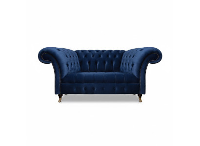 Sofa Zweisitzer Couch Polstermöbel Chesterfield Textil Blau Design Neu
