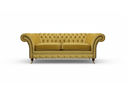Sofa Couch Zweisitzer Luxus Einrichtung Gelb Chesterfield Wohnzimmer