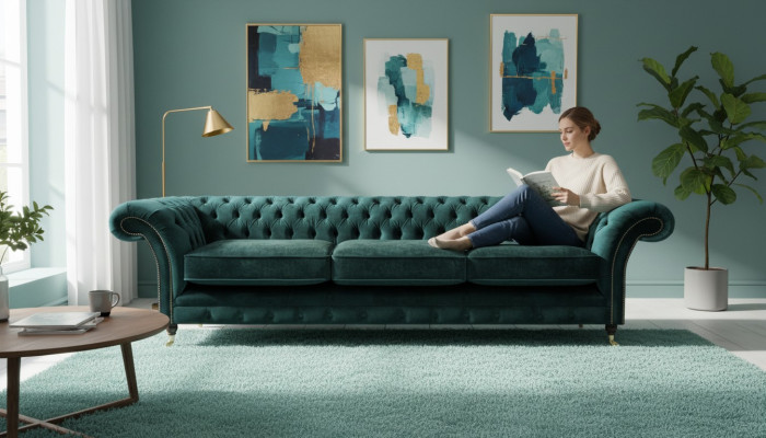 Chesterfield Möbel Wohnzimmer Sofa Couch Dreisitze Einrichtung Polstermöbel