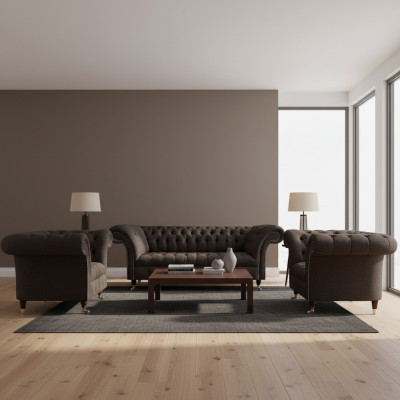 Polstermöbel Chesterfield Wohnzimmer Set 3tlg Luxus Komplett Designer