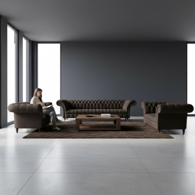 Komplett Wohnzimmer Set 3tlg Sofas Garnitur Designer Luxus Polstermöbel