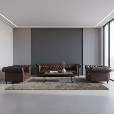 Chesterfield Luxus Komplett 3tlg Wohnzimmer Sofagarnitur Polstermöbel 4+2+1