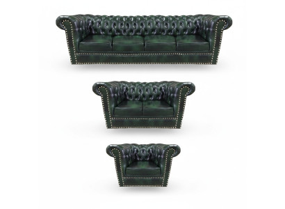 Luxus Ledersofa Komplett Sofagarnitur 3tlg Chesterfield Wohnzimmer Sessel 4+2+1