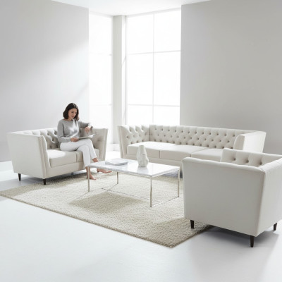 Design Komplett Weiß Möbel Wohnzimmer Set 3tlg Luxus Polstermöbel Chesterfield
