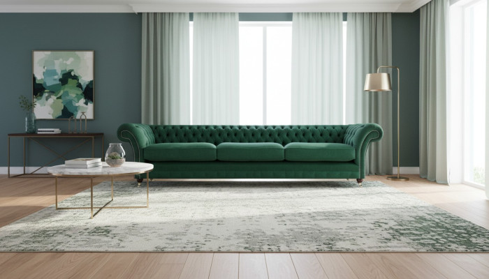 Wohnzimmer Sofa Dreisitze Couch Textil Stoff Einrichtung Luxus Chesterfield