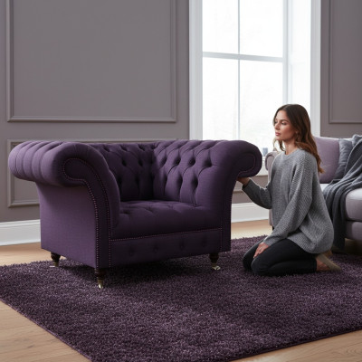 Polstermöbel Luxus Sessel Polstersitz Wohnzimmer Couch Lila Möbel Chesterfield