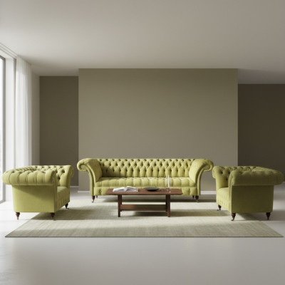 Wohnzimmer Sofa Set 3tlg Luxus Sitzmöbel Chesterfield Sofagarnitur Neu