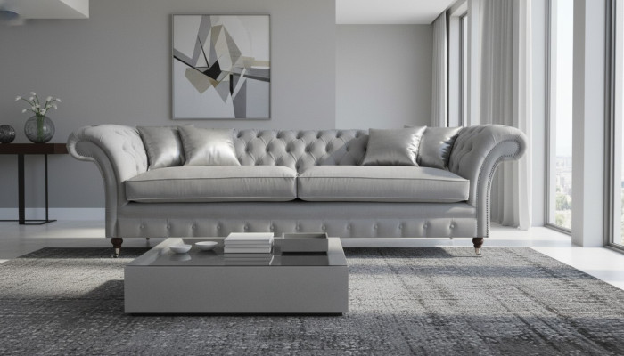Luxus Sofa Couch Zweisitzer Wohnzimmer Chesterfield Designer Polster Grau