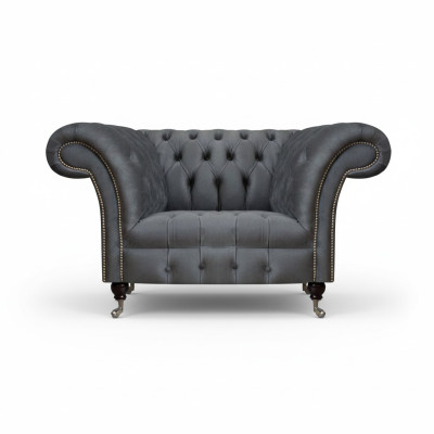 Chesterfield Moderner Grauer Sessel Designer Wohnzimmer Edler Lehnsessel