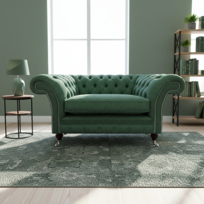 Eleganter Chesterfield Grüner Sessel Wohnzimmer Textil Edler Einsitzer
