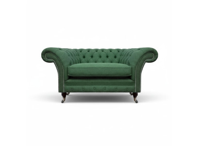 Eleganter Chesterfield Grüner Sessel Wohnzimmer Textil Edler Einsitzer
