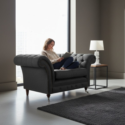 Luxus Chesterfield Sessel Wohnzimmer 1-Sitzer Stoff Wohnzimmer Möbel