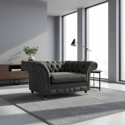 Luxus Chesterfield Sessel Wohnzimmer 1-Sitzer Stoff Wohnzimmer Möbel
