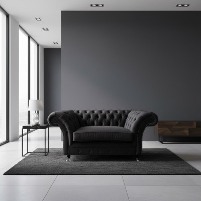Chesterfield Schwarzer Polstersessel Luxus Sitzmöbel Moderner 1-Sitzer